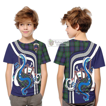 Rose Hunting Tartan Kid T-Shirt with Epic Bagpipe Style