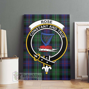 Rose Hunting Tartan Canvas Print Wall Art with Family Crest