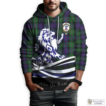 Rose Hunting Tartan Hoodie with Alba Gu Brath Regal Lion Emblem