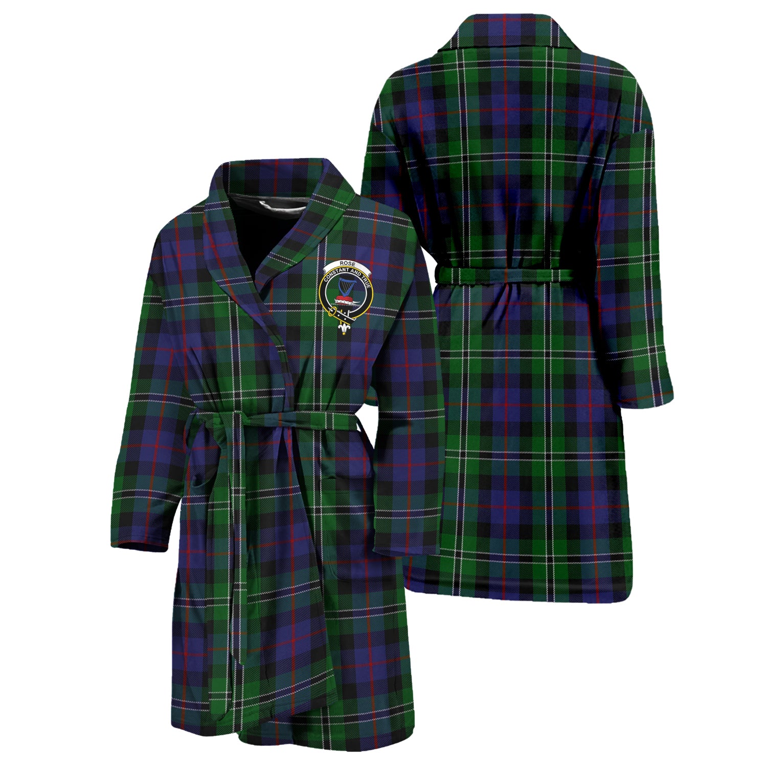 Rose Hunting Tartan Bathrobe with Family Crest Unisex S - Tartan Vibes Clothing