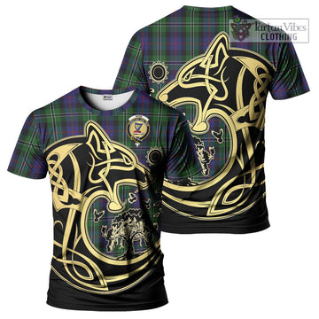 Rose Hunting Tartan T-Shirt with Family Crest Celtic Wolf Style