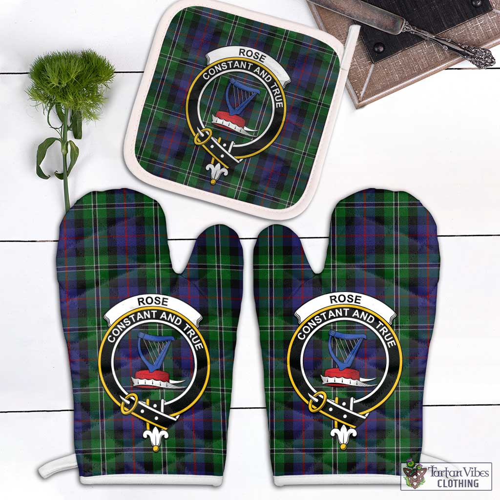 Tartan Vibes Clothing Rose Hunting Tartan Combo Oven Mitt & Pot-Holder with Family Crest