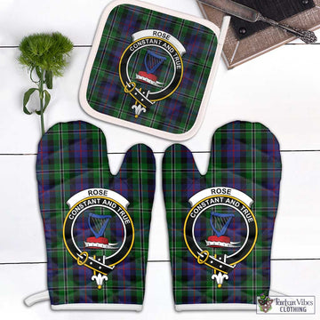 Rose Hunting Tartan Combo Oven Mitt & Pot-Holder with Family Crest