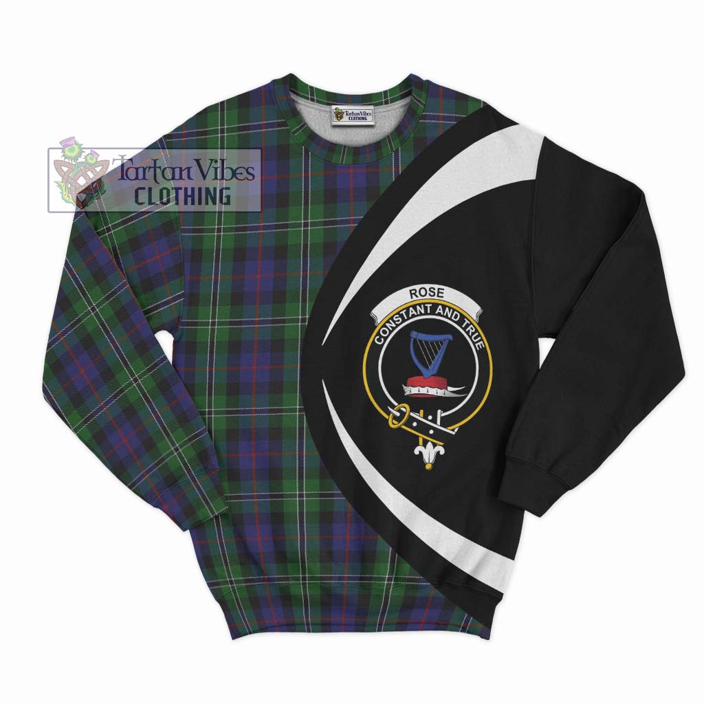 Rose Hunting Tartan Sweatshirt with Family Crest Circle Style Unisex - Tartan Vibes Clothing