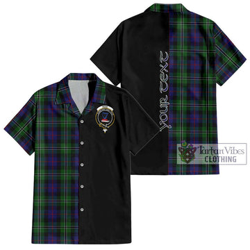 Rose Hunting Tartan Short Sleeve Button Shirt with Family Crest and Half Of Me Style