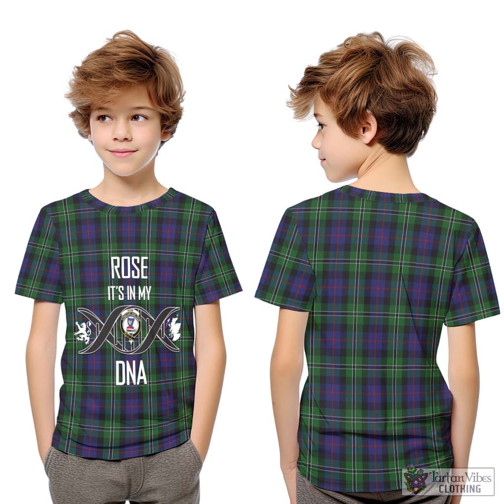 Rose Hunting Tartan Kid T-Shirt with Family Crest DNA In Me Style Youth XL Size14 - Tartanvibesclothing Shop