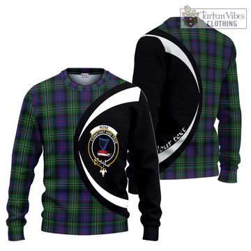Rose Hunting Tartan Knitted Sweater with Family Crest Circle Style