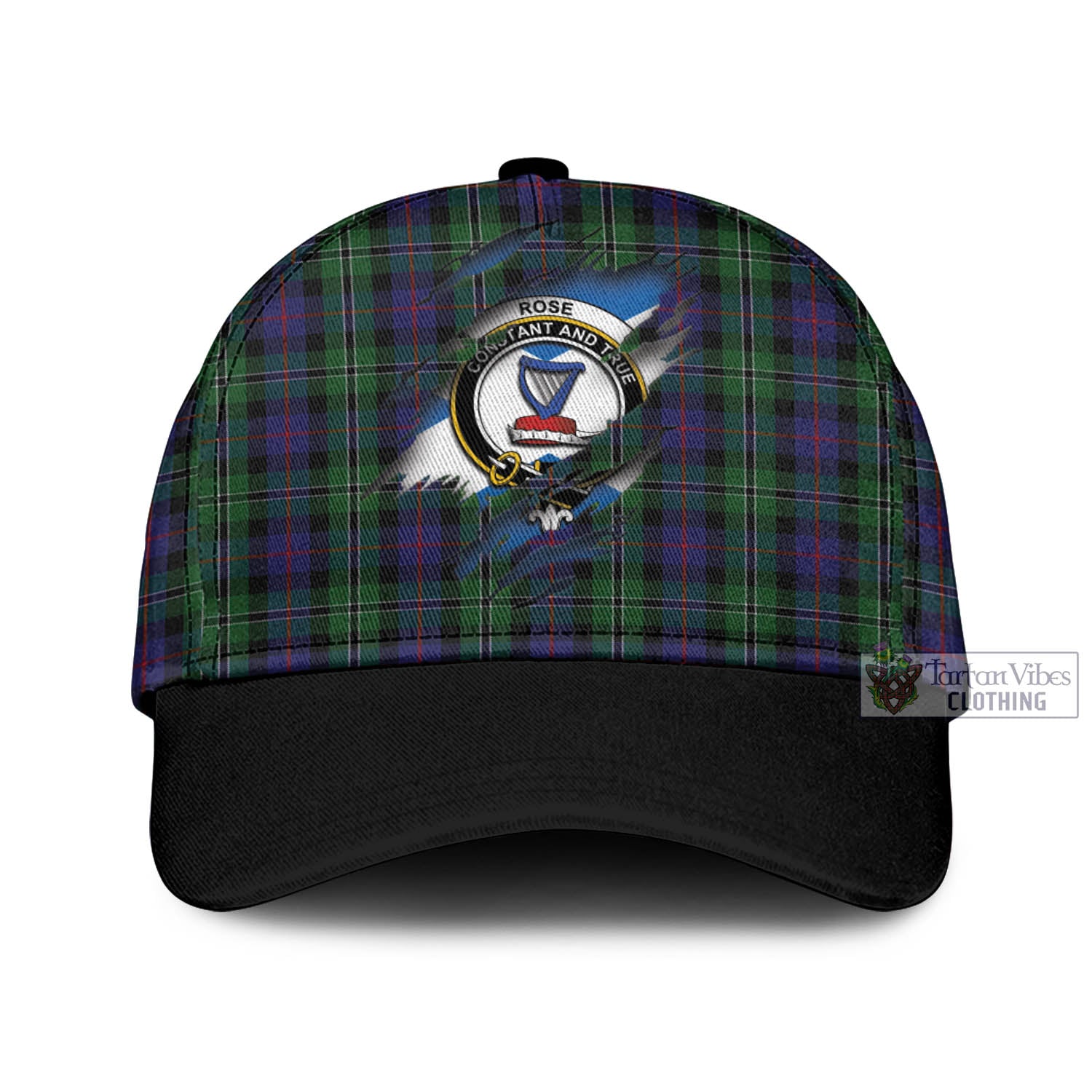 Tartan Vibes Clothing Rose Hunting Tartan Classic Cap with Family Crest In Me Style