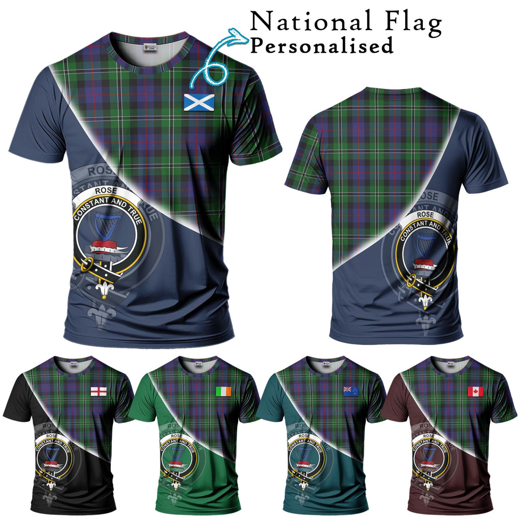 Rose Hunting Tartan T-Shirt with Personalised National Flag and Family Crest Half Style Kid's Shirt - Tartanvibesclothing Shop