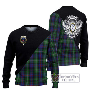 Rose Hunting Tartan Ugly Sweater with Family Crest and Military Logo Style