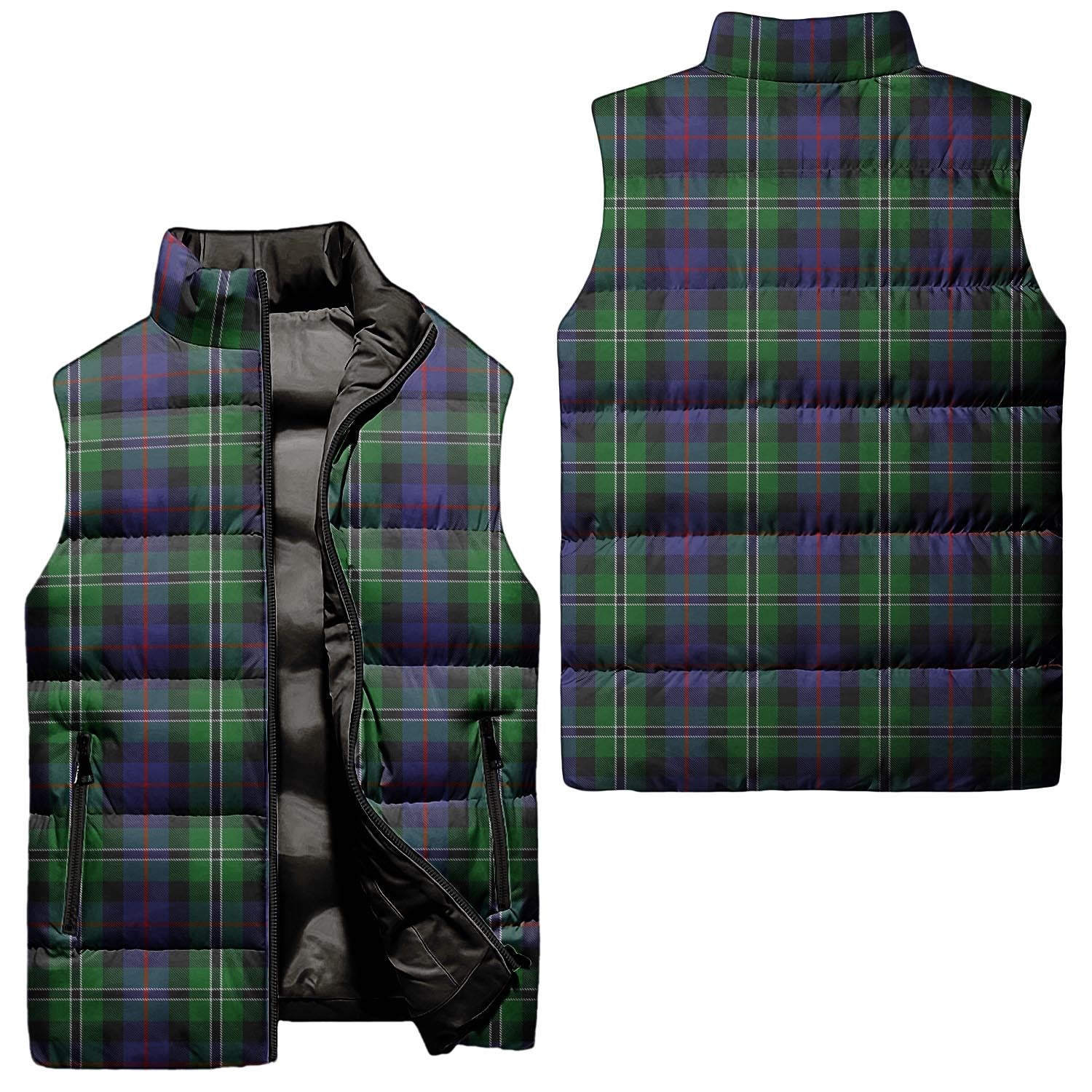 Rose Hunting Tartan Sleeveless Puffer Jacket Unisex - Tartanvibesclothing