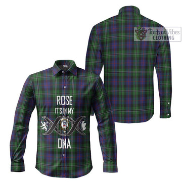 Rose Hunting Tartan Long Sleeve Button Shirt with Family Crest DNA In Me Style