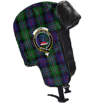 Rose Hunting Tartan Winter Trapper Hat with Family Crest