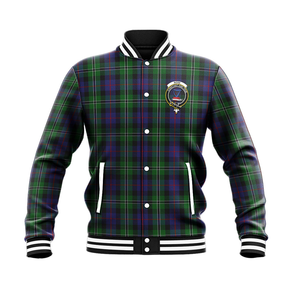 Rose Hunting Tartan Baseball Jacket with Family Crest - Tartan Vibes Clothing