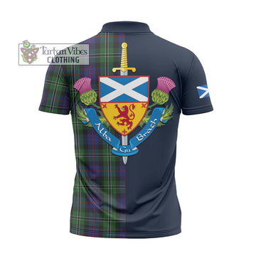 Rose Hunting Tartan Zipper Polo Shirt Alba with Scottish Lion Royal Arm Half Style