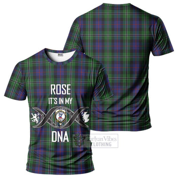 Rose Hunting Tartan T-Shirt with Family Crest DNA In Me Style