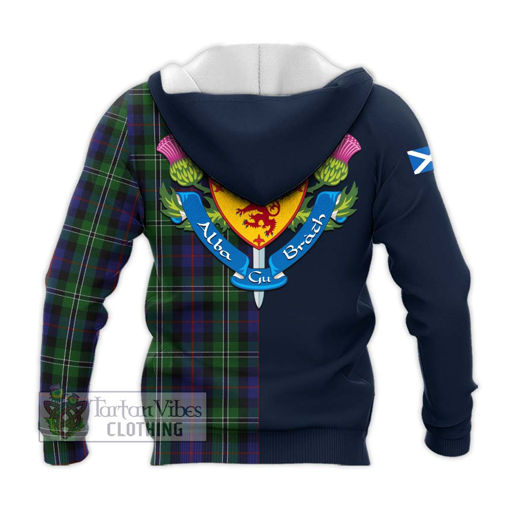 Tartan Vibes Clothing Rose Hunting Tartan Knitted Hoodie with Scottish Lion Royal Arm Half Style