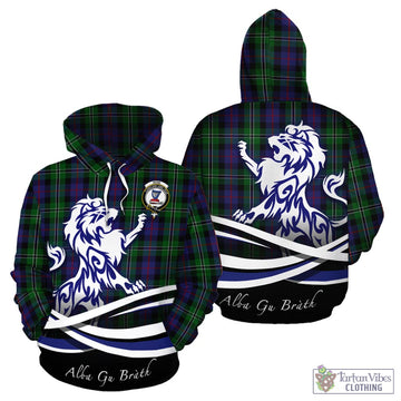 Rose Hunting Tartan Hoodie with Alba Gu Brath Regal Lion Emblem