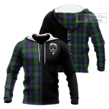 Rose Hunting Tartan Knitted Hoodie with Family Crest and Half Of Me Style