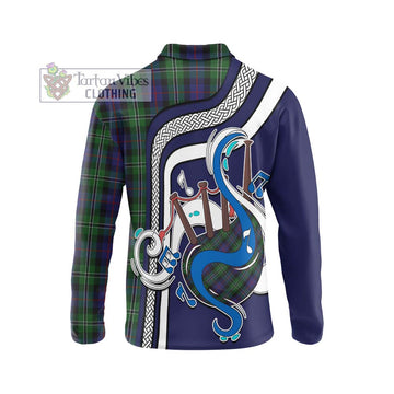 Rose Hunting Tartan Long Sleeve Polo Shirt with Epic Bagpipe Style