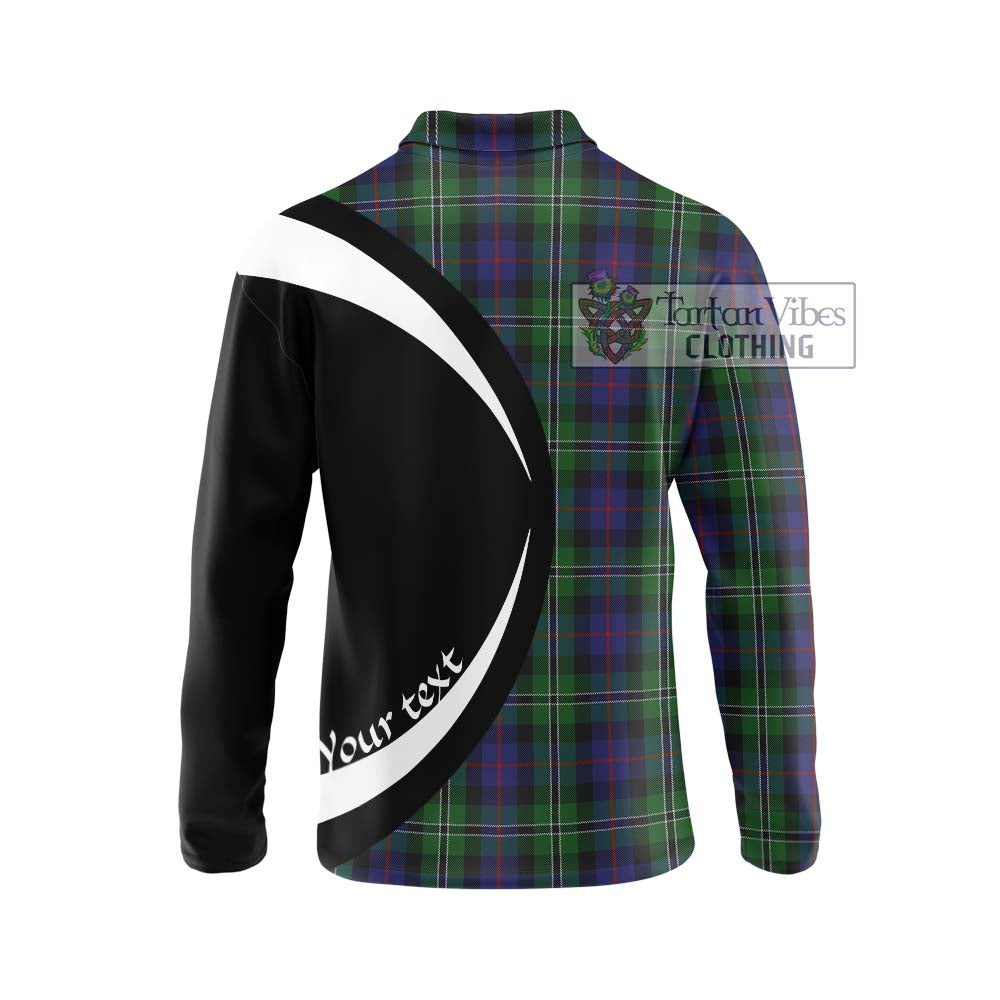 Rose Hunting Tartan Long Sleeve Polo Shirt with Family Crest Circle Style - Tartan Vibes Clothing