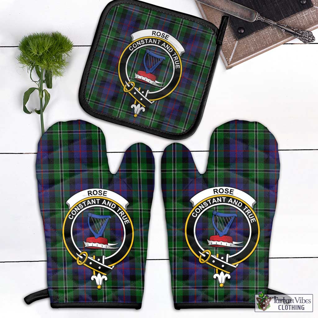 Tartan Vibes Clothing Rose Hunting Tartan Combo Oven Mitt & Pot-Holder with Family Crest