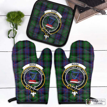 Rose Hunting Tartan Combo Oven Mitt & Pot-Holder with Family Crest