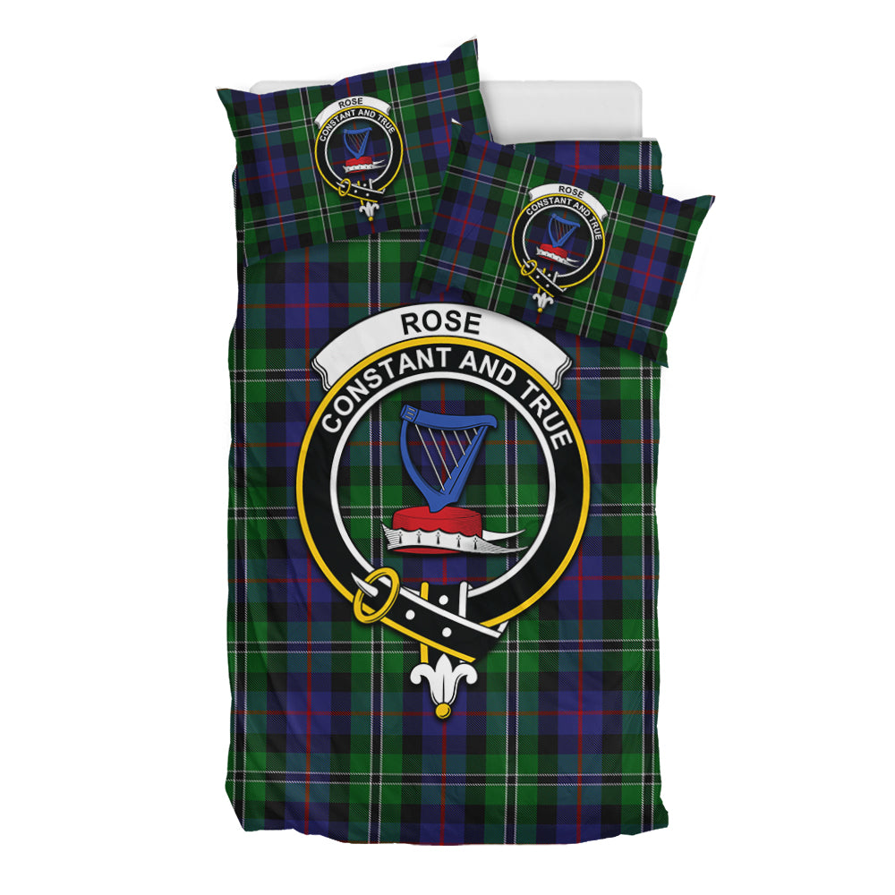 Rose Hunting Tartan Bedding Set with Family Crest - Tartan Vibes Clothing