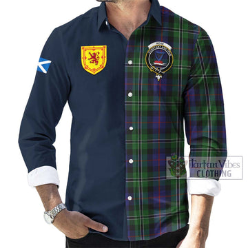 Rose Hunting Tartan Long Sleeve Button Shirt Alba with Scottish Lion Royal Arm Half Style