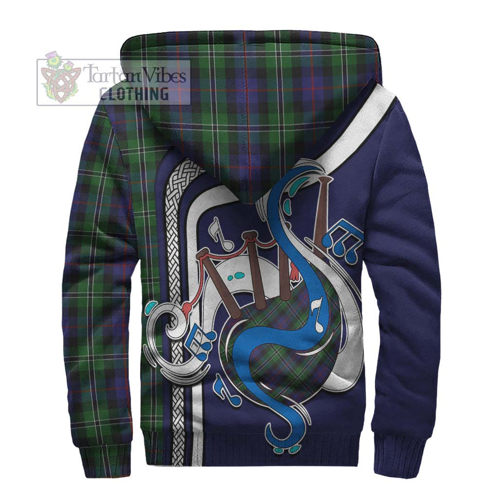 Rose Hunting Tartan Sherpa Hoodie with Epic Bagpipe Style - Tartanvibesclothing Shop