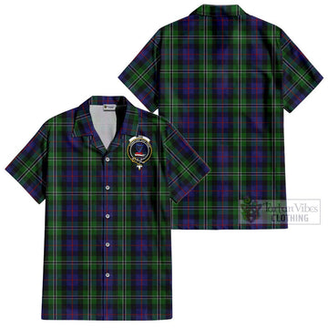 Rose Hunting Tartan Cotton Hawaiian Shirt with Family Crest