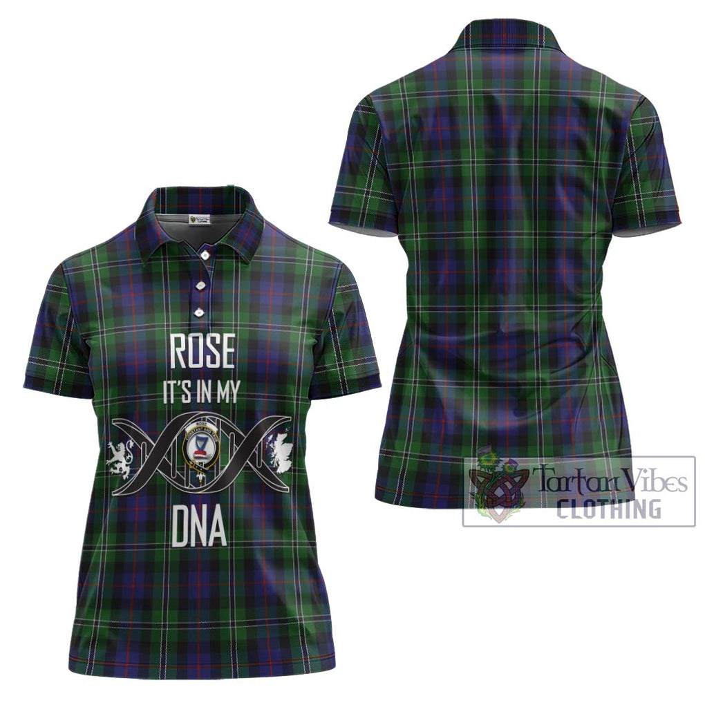 Rose Hunting Tartan Women's Polo Shirt with Family Crest DNA In Me Style - Tartanvibesclothing Shop