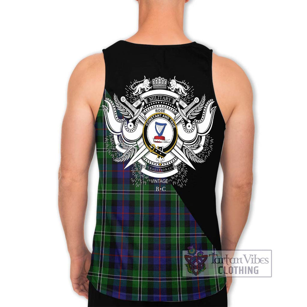 Rose Hunting Tartan Men's Tank Top with Family Crest and Military Logo Style - Tartanvibesclothing Shop