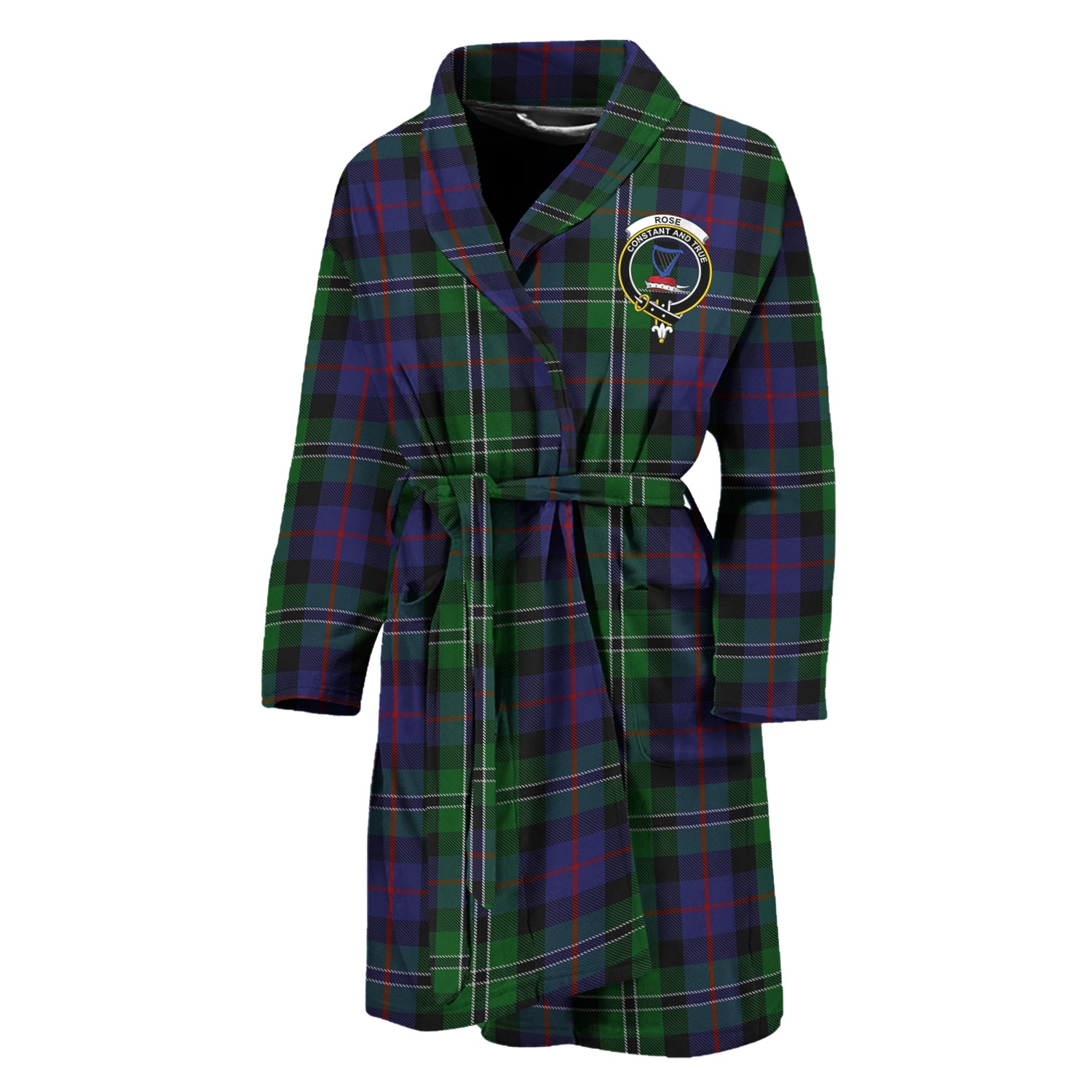 Rose Hunting Tartan Bathrobe with Family Crest Unisex M - Tartan Vibes Clothing