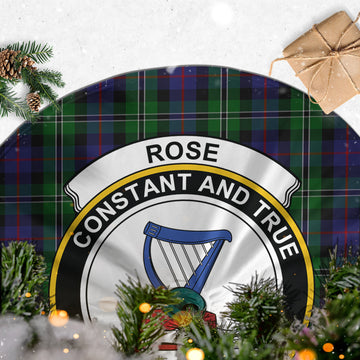 Rose Hunting Tartan Christmas Tree Skirt with Family Crest