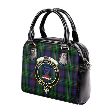 Rose Hunting Tartan Shoulder Handbags with Family Crest