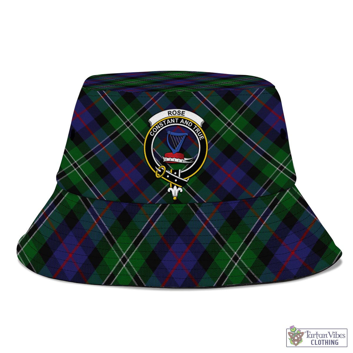 Tartan Vibes Clothing Rose Hunting Tartan Bucket Hat with Family Crest