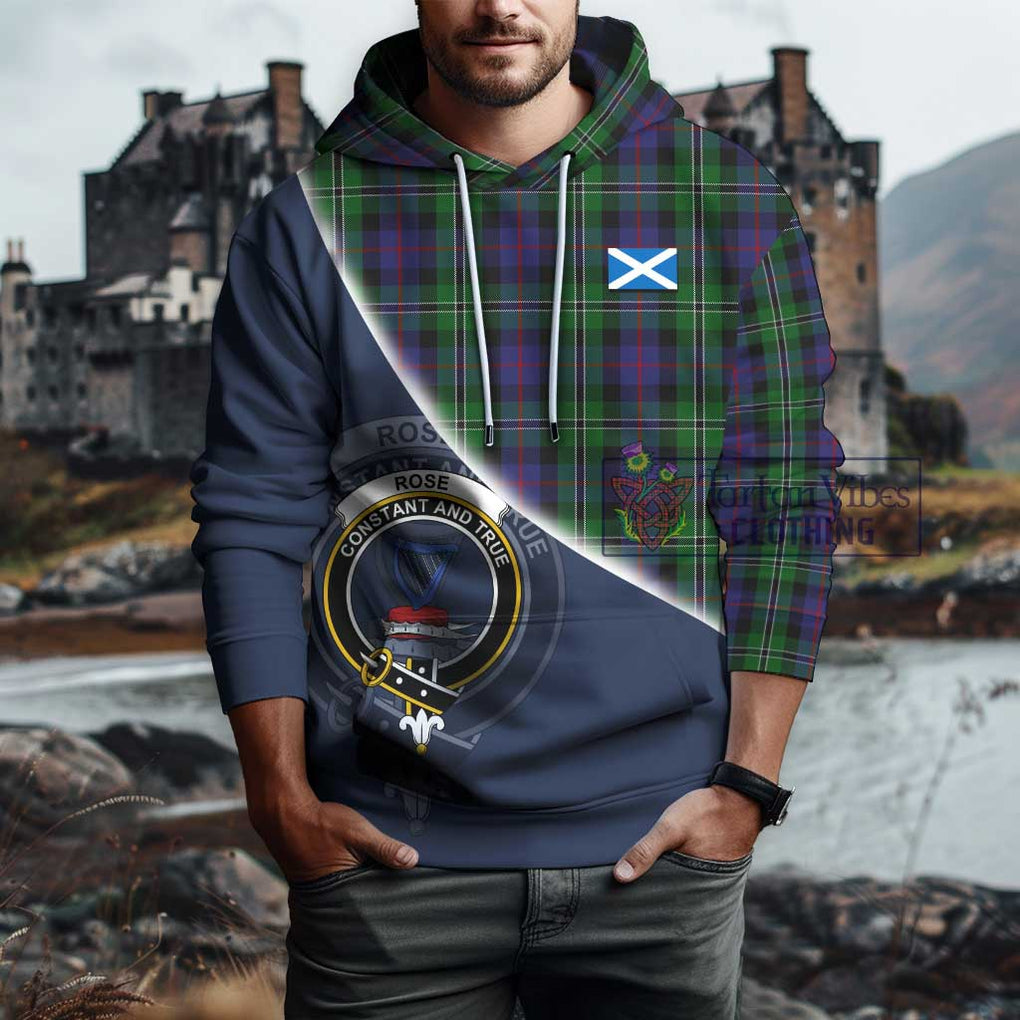 Rose Hunting Tartan Hoodie with Personalised National Flag and Family Crest Half Style - Tartanvibesclothing Shop