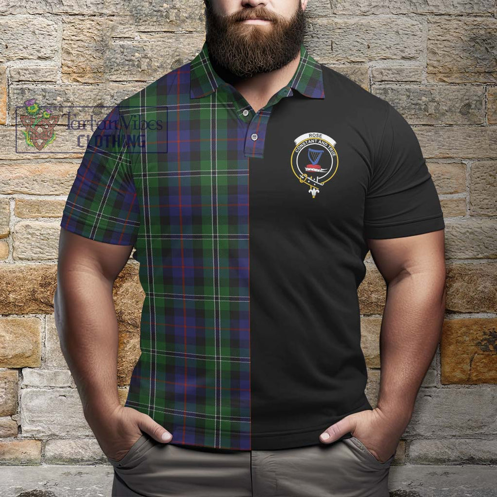 Rose Hunting Tartan Polo Shirt with Family Crest and Half Of Me Style - Tartanvibesclothing Shop