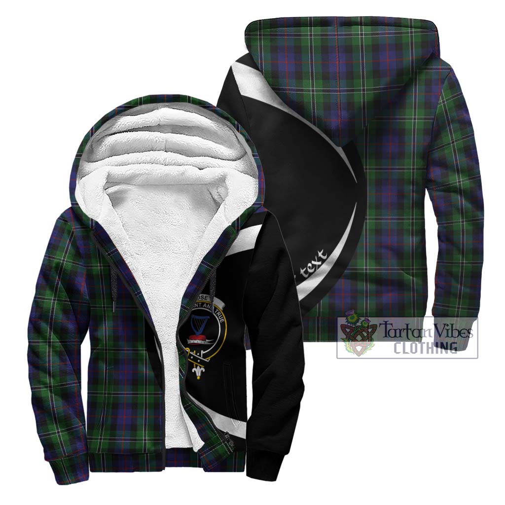 Rose Hunting Tartan Sherpa Hoodie with Family Crest Circle Style Unisex - Tartan Vibes Clothing