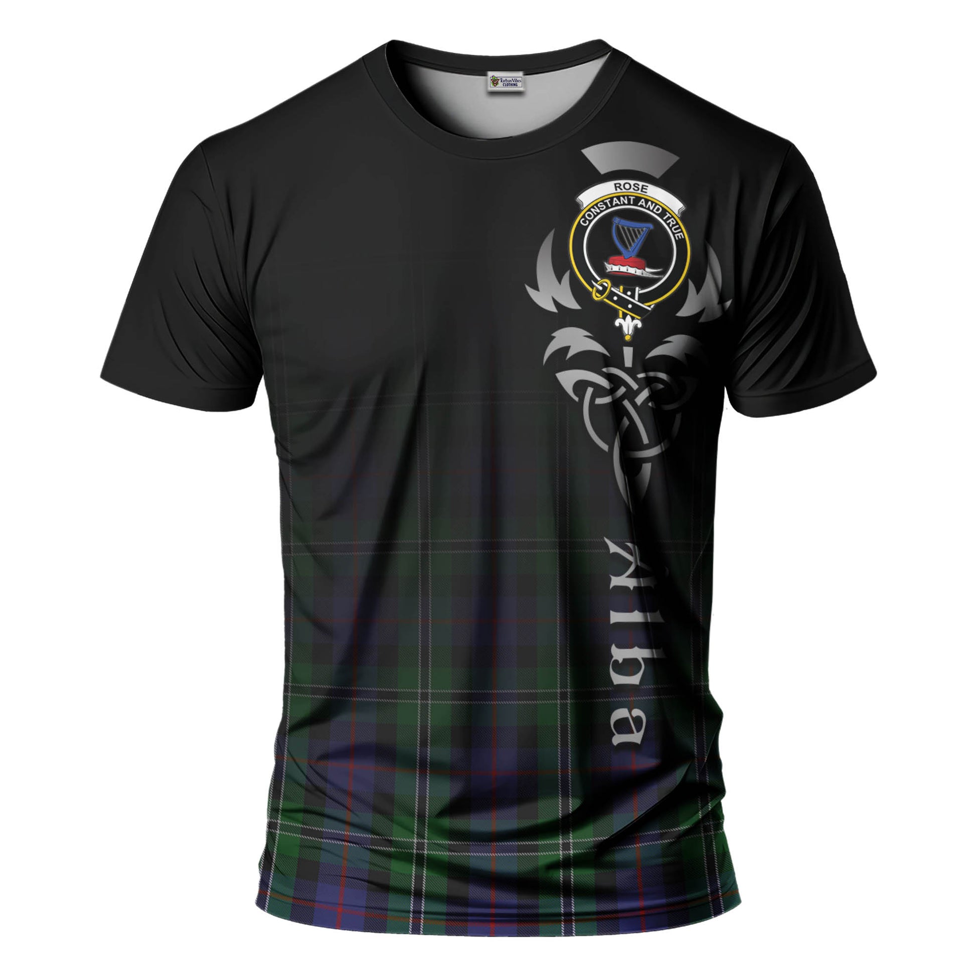 Tartan Vibes Clothing Rose Hunting Tartan T-Shirt Featuring Alba Gu Brath Family Crest Celtic Inspired