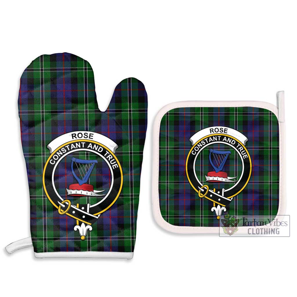 Tartan Vibes Clothing Rose Hunting Tartan Combo Oven Mitt & Pot-Holder with Family Crest