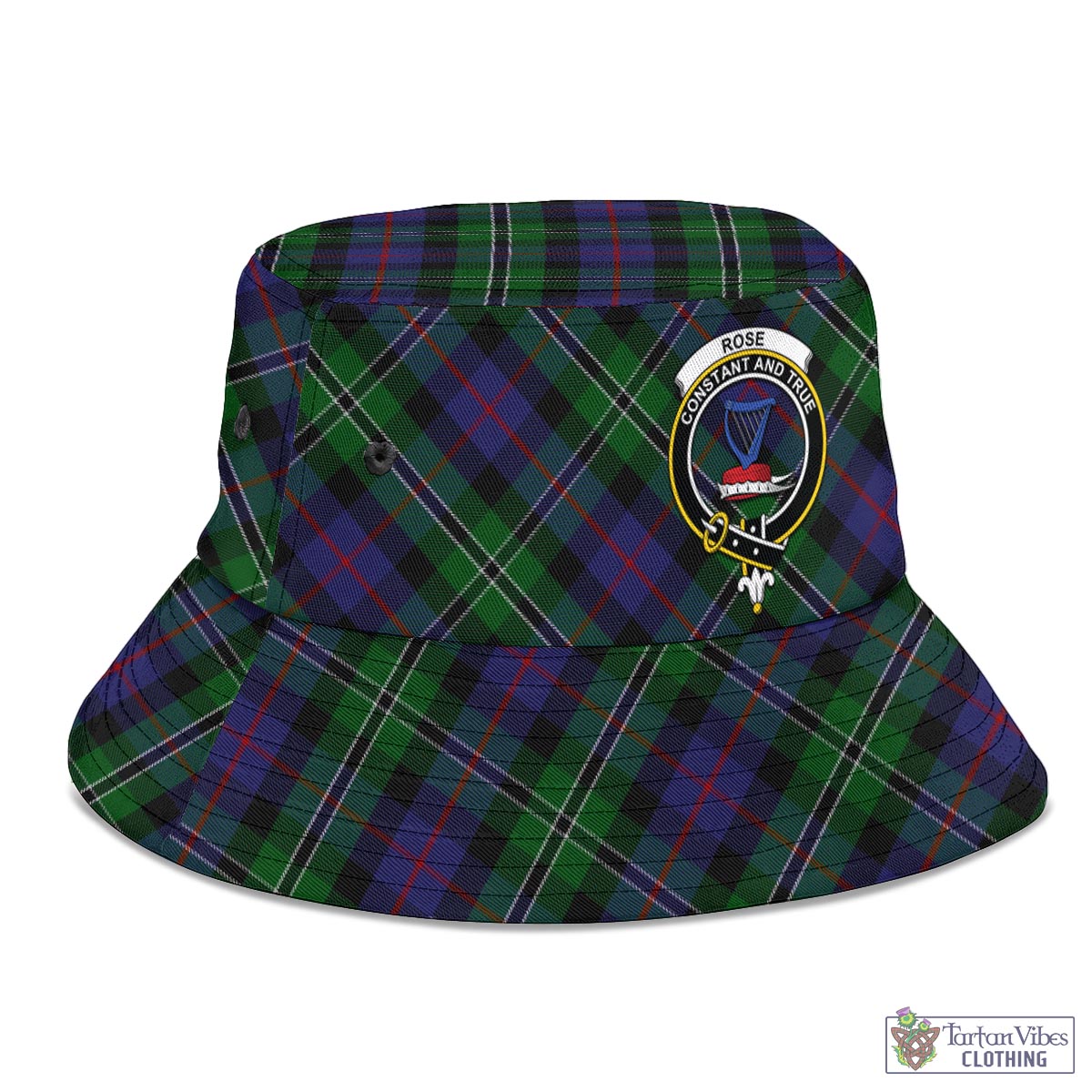 Tartan Vibes Clothing Rose Hunting Tartan Bucket Hat with Family Crest