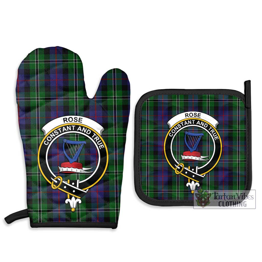 Tartan Vibes Clothing Rose Hunting Tartan Combo Oven Mitt & Pot-Holder with Family Crest