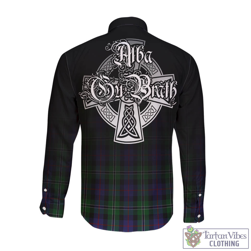 Tartan Vibes Clothing Rose Hunting Tartan Long Sleeve Button Up Featuring Alba Gu Brath Family Crest Celtic Inspired