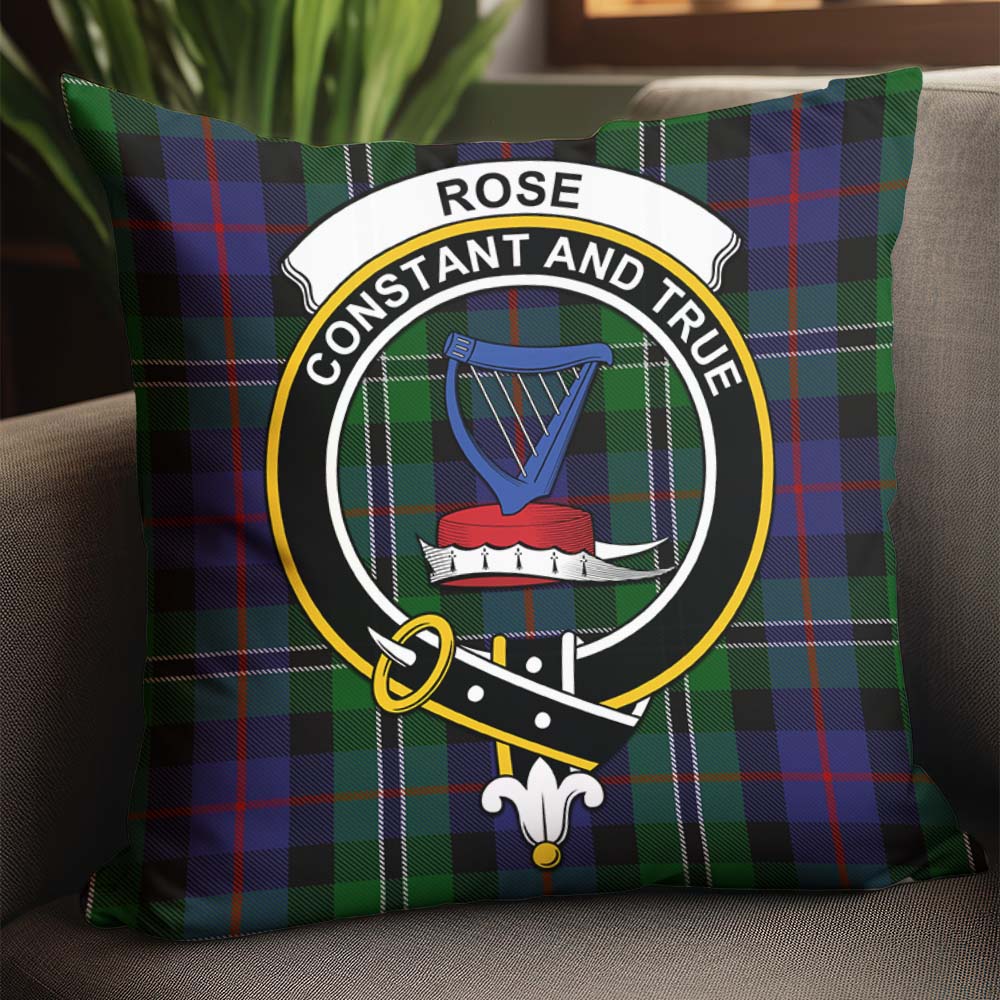 Rose Hunting Tartan Pillow Cover with Family Crest - Tartanvibesclothing