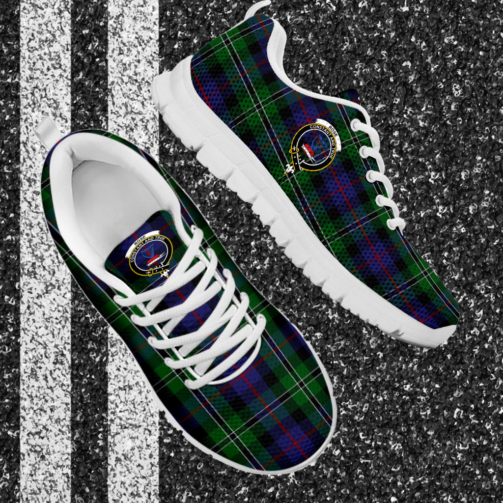 Rose Hunting Tartan Sneakers with Family Crest - Tartan Vibes Clothing