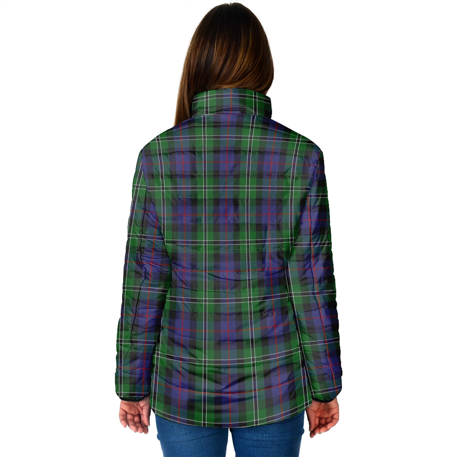 Rose Hunting Tartan Padded Jacket with Family Crest - Tartan Vibes Clothing