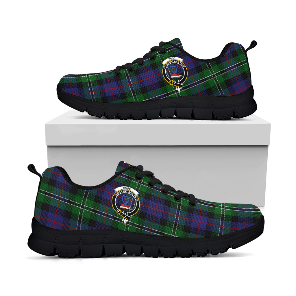 Rose Hunting Tartan Sneakers with Family Crest - Tartan Vibes Clothing