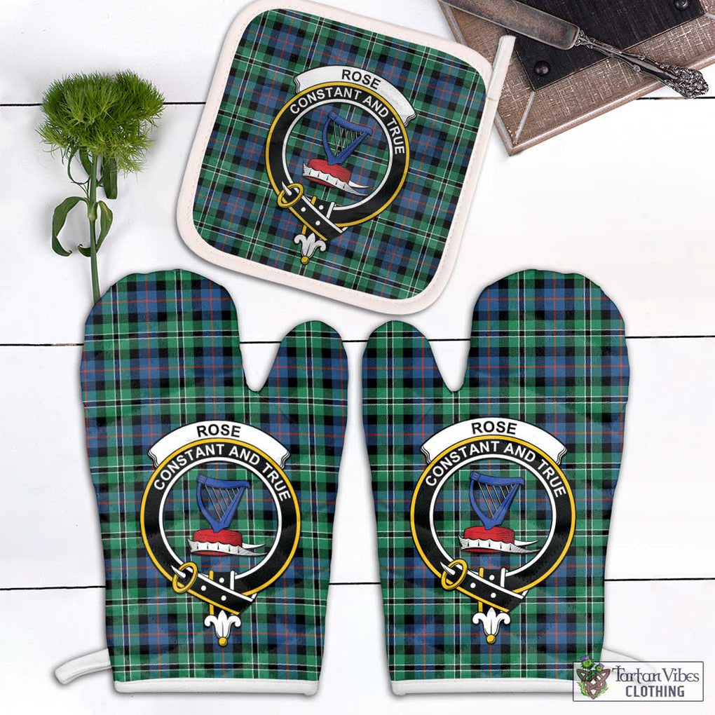 Rose Hunting Ancient Tartan Combo Oven Mitt & Pot-Holder with Family Crest Combo 1 Oven Mitt & 1 Pot-Holder White - Tartan Vibes Clothing